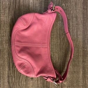 Vibrant Pink Hobo Bag with Soft Leather and Adjustable Strap